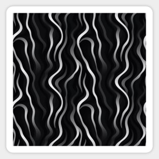 Monochrome Elegance: White Abstract Lines on Black Sticker